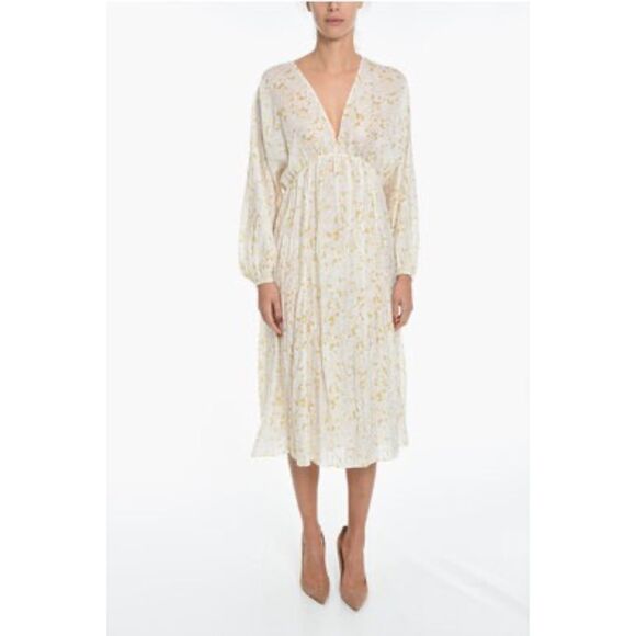 NWT Samsoe Samsoe Gertrud Empire Waist Midi Dress in Desert Flower Size Medium - Picture 2 of 16